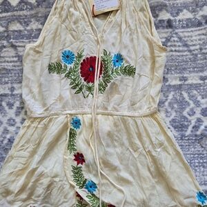 RAGA Cream Red Halter Sundress Mini